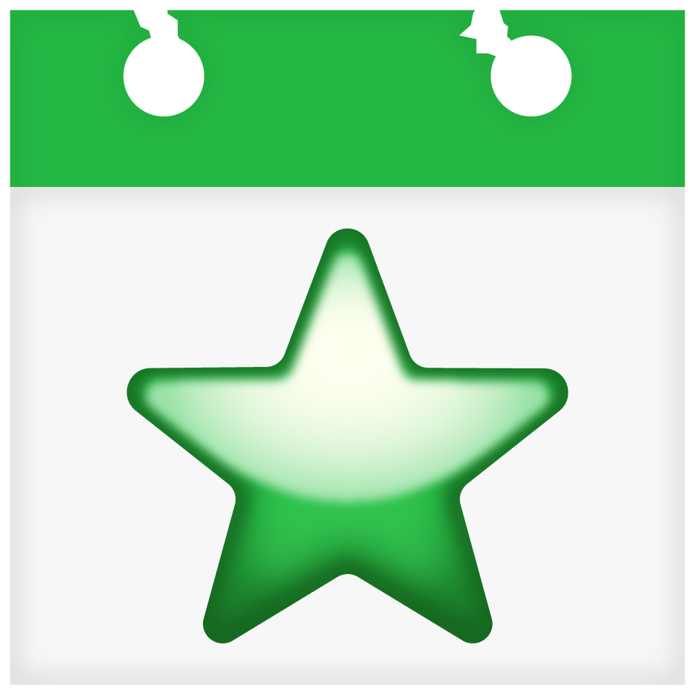 Green star on a calendar icon.